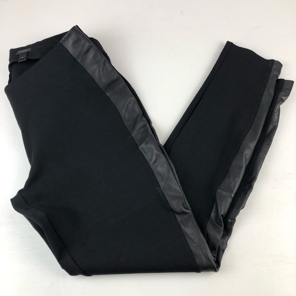 ✅ SOLD! J.Crew Black Leggings with Genuine Leather Trim - Size 6 - Picture 5 of 16